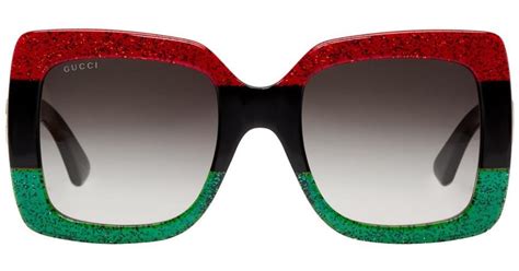 gucci black sunglasses with green and red stripes on side|Gucci 63mm aviator sunglasses.